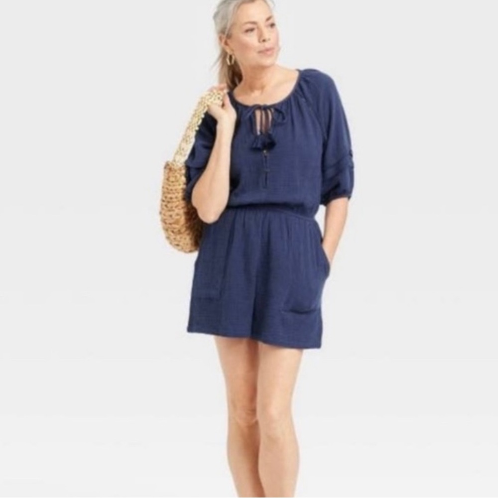 Knox Rose Blue Romper Women Medium